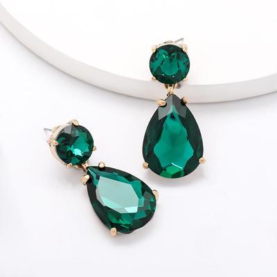 Teardrop Alloy Glass Diamond Earrings - Super Flash, Simple Style for Women