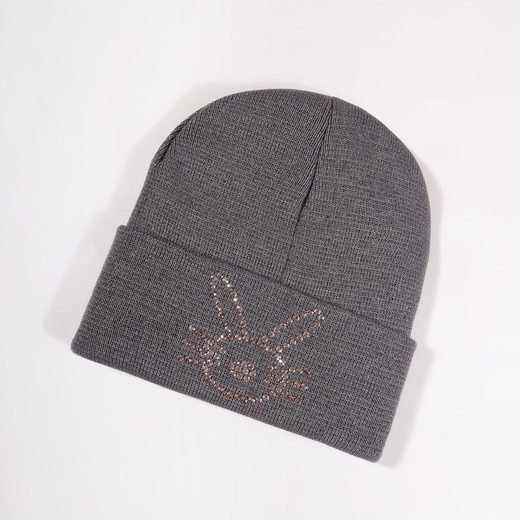 Korean Style Knit Hat With Bunny Embellishments For Autumn Winter Warmth