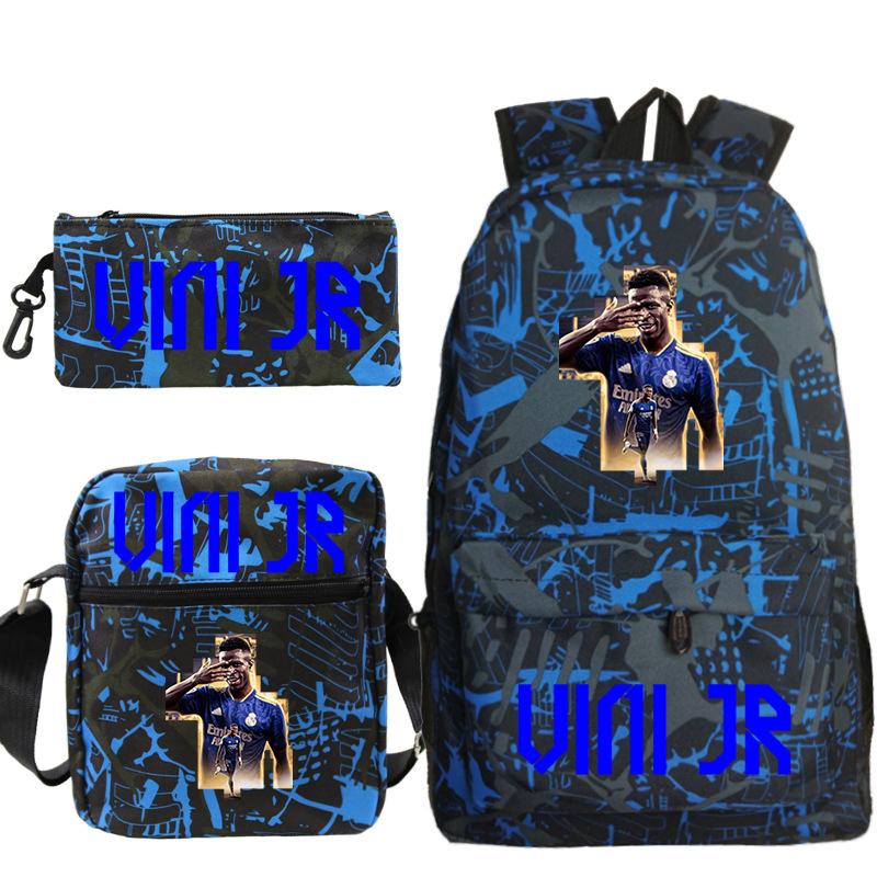 Football Player Peripheral Student Schoolbag Set, Youth Backpack Three-Piece Set