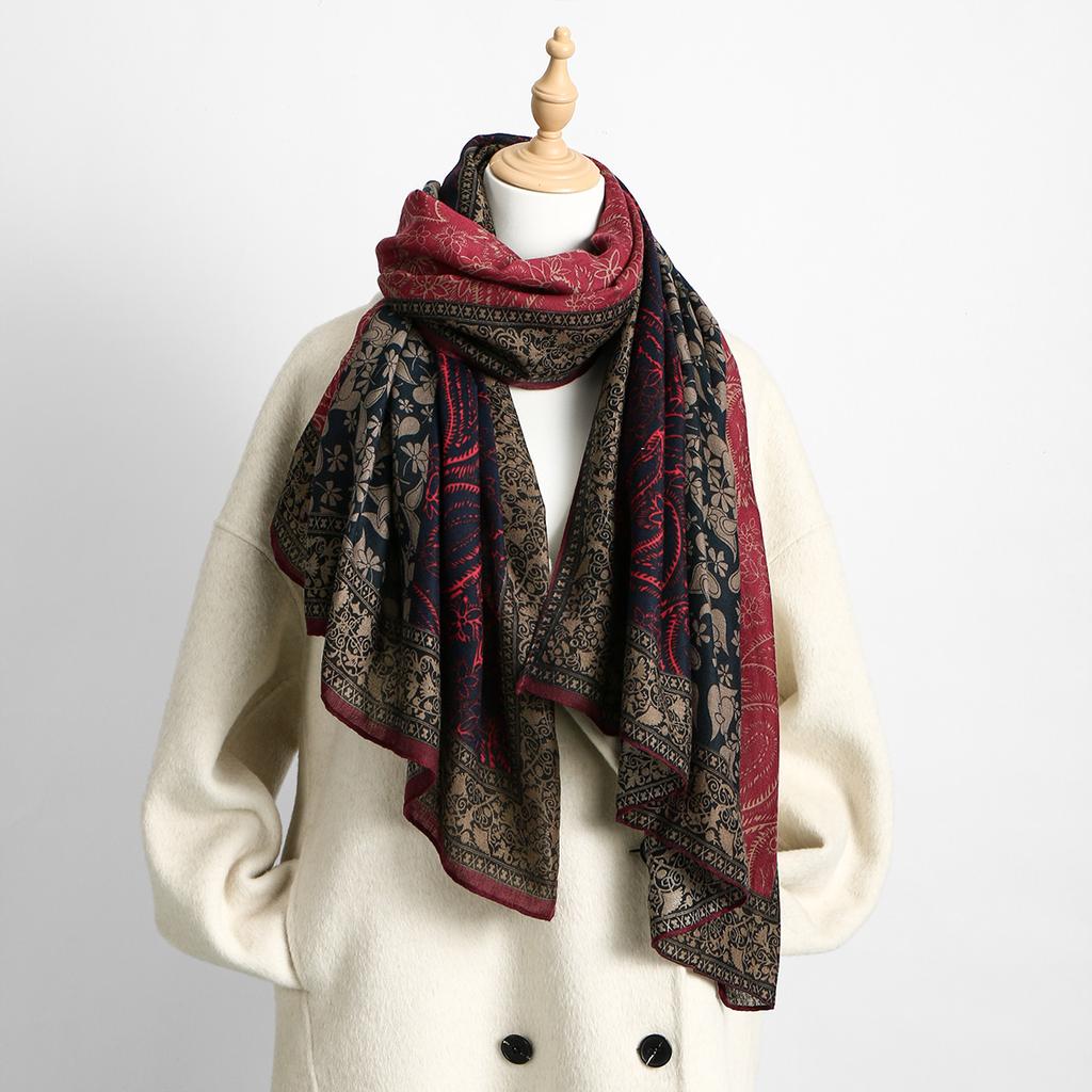 Paisley Scarf Hijab For Woman Cashmere Shawls Pashmina Tassel Hijab Head Wraps Femme Winter Scarves Foulard Bufand 180*80Cm