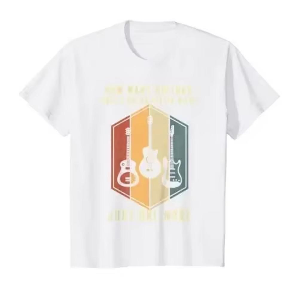 How Many Guitars Gifts for Men Guitar Players Music Vintage T-Shirt Graphic T Shirts Daily Four Seasons Tees O-Neck