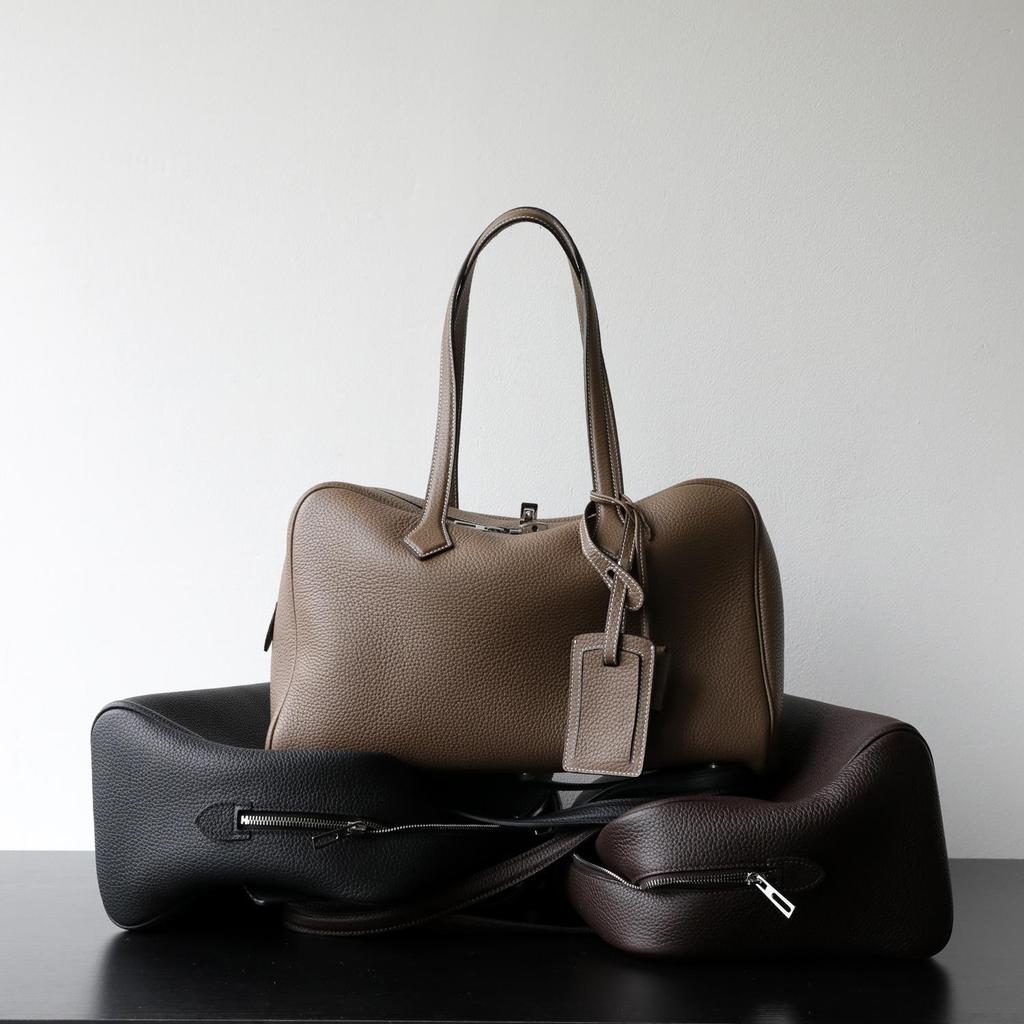 High-end, Light Luxury Top-grain Cowhide Genuine Leather Women's Bag, Simple Bowling Ball Underarm Bag, Hand-held Crossbody Bag