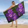 1pz Telo Mare con Fantasia Fiori Viola per Famiglia Stuff Regali Asciugatura Rapida Senza Sabbia Per Bagno Yoga Turismo Spiaggia Campeggio Nuoto