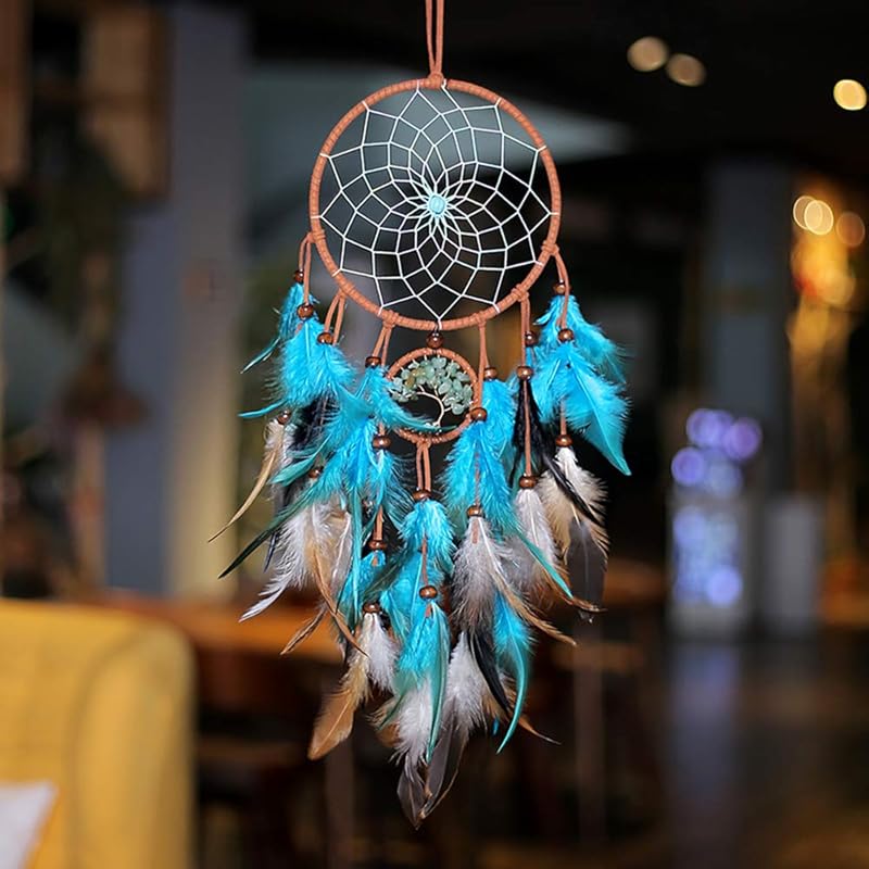 AWLEE Colorful Dream Catchers, Handmade Feather Native n Circular Net for Kids Boys Girls Bedroom Wall Hanging Decoration Decor Nursery Wall Art
