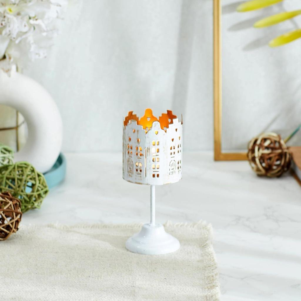 Votive with Stand House Design Inside Gold Finish