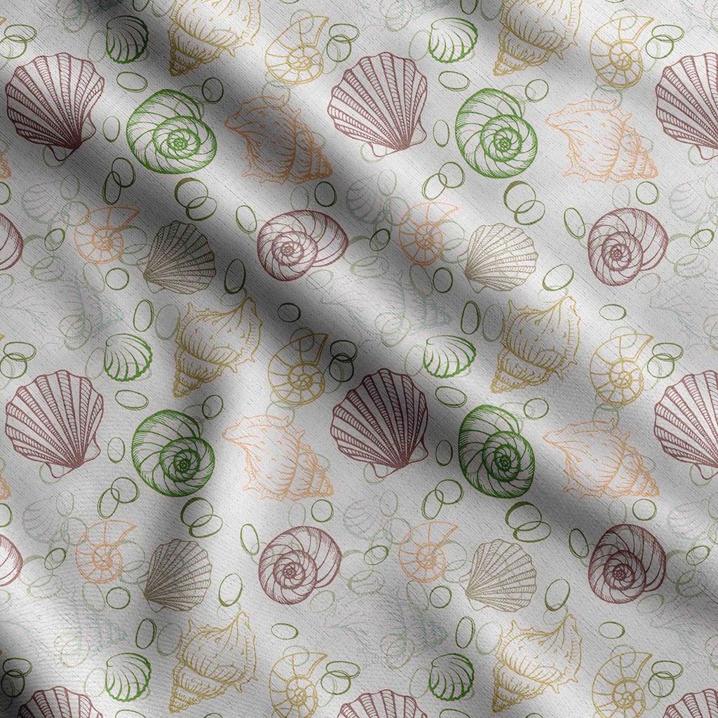 Soimoi Nadruk z muszli morskich, bawełniany kambryk, tkanina pikowana sprzedawana na jardy o szerokości 42 cali, średniej grubości tkanina bawełniana,