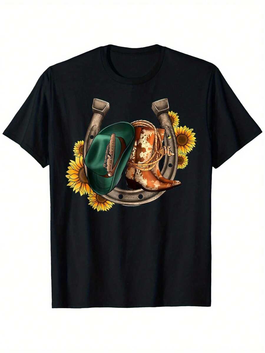 

Vintage Western Cowboy Graphic T-Shirt - Unisex T-Shirt M