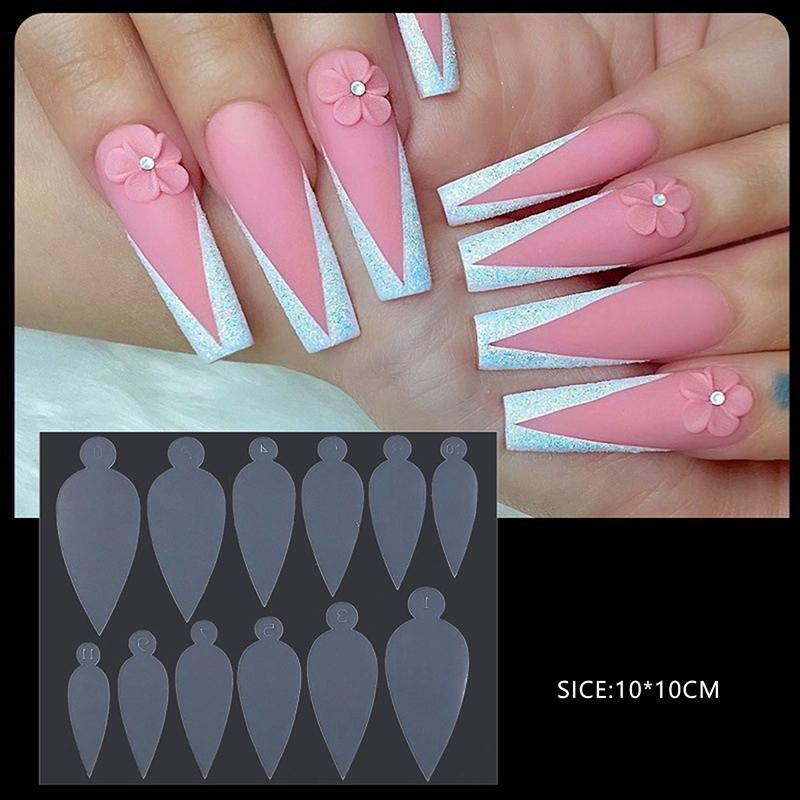 12Pcs French Reusable Nail Mould Silicone Pads Nail Extension Mold Quick Building Professional Manicure Art Tools