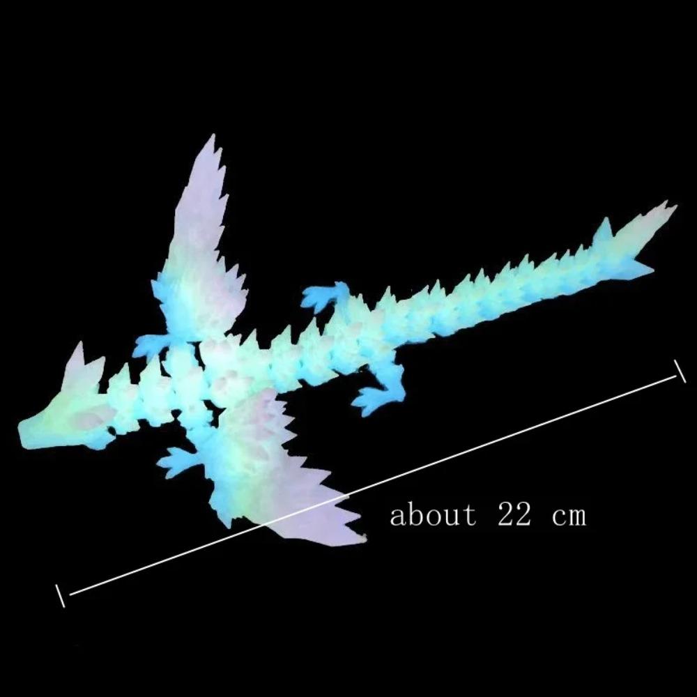 3D-gedruckter Drache Bunter Edelstein Drachenfiguren Bewegliches Gelenk Drehbar Gelenkige Drachen-Bastelarbeiten Schreibtisch Westliche Actionfigur