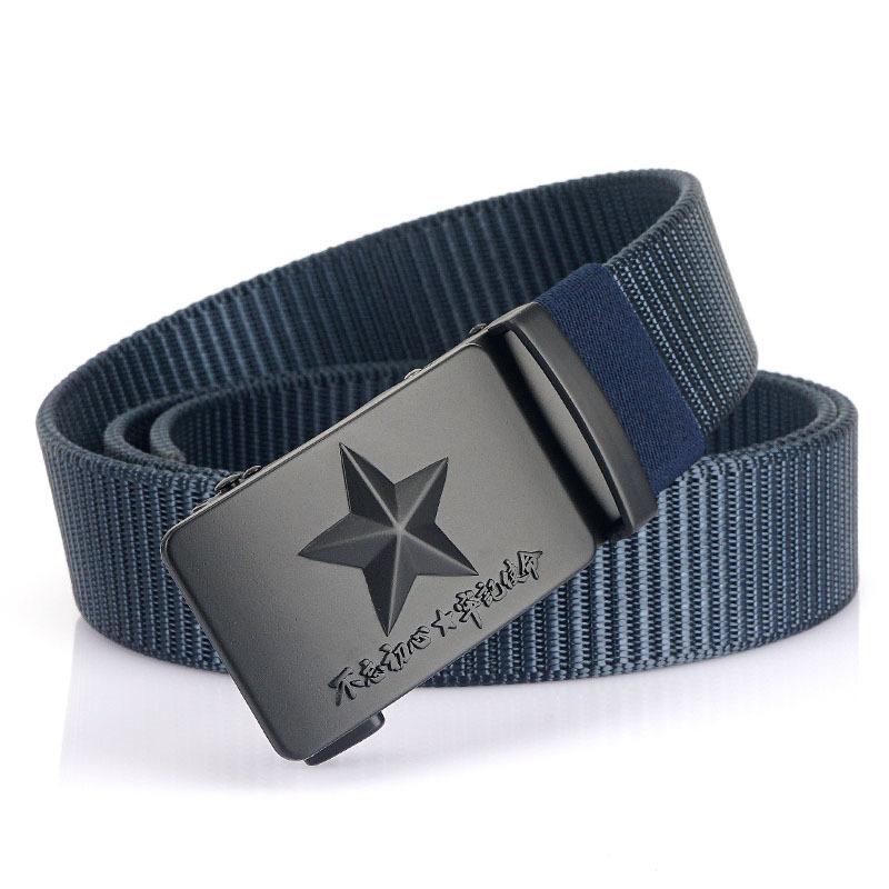 New Men'S Commuting Belt With Automatic Buckle Nylon Waistband, Outdoor Leisure Versatile Double-Layer Thick Belt