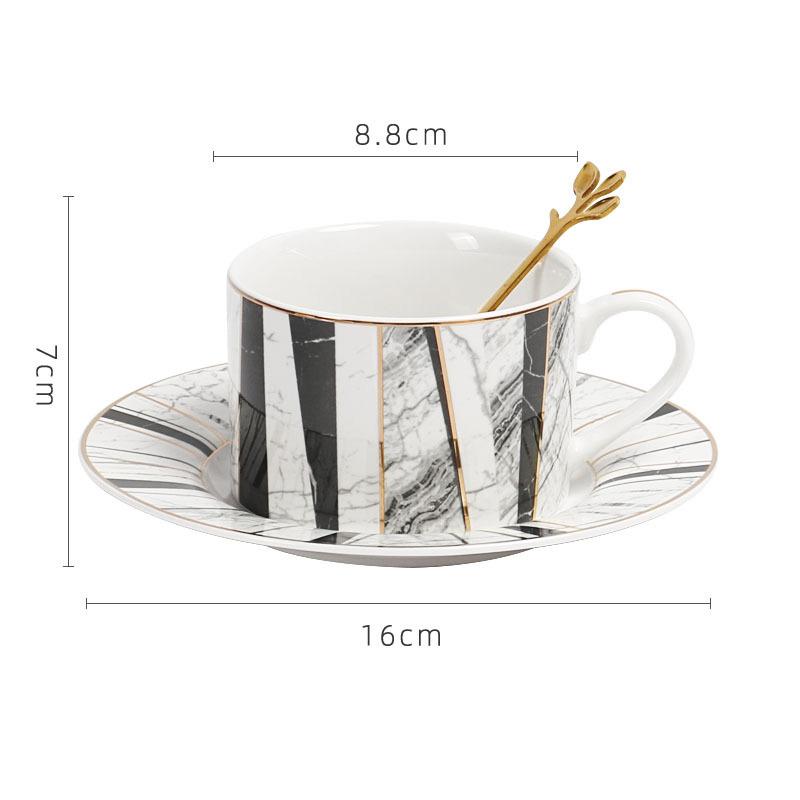 Gilded Marble Texture Ceramic Cup&saucer Dining Table Coffee Cup Milk Tea Mugs Afternoon Tea Teacup Fruit Juice Container