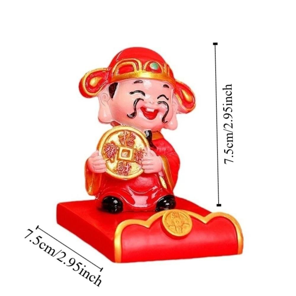 Festival Decorative Statue Chinese Wealth God Ornament Resin Mobile Phone Stand  New Year Gift
