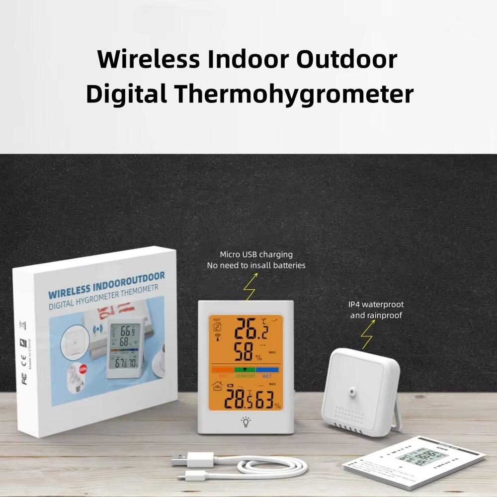 Temperature And Humidity Meter Wireless Indoor Outdoor Backlight Magnetic Digital LCD Temperature Sensor