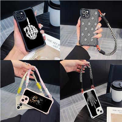 Ae80 Gesture Greeting Design Art Weiche Handyhüllen für iPhone 16 15 14 13 12 11 Pro Max 8 Plus XR mit Handschlaufe Lanyard Eckenschutz Rückseite