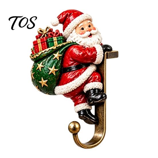 Elk Christmas Stocking Holders Holder for Mantel Shelf, Resin Santa Snowman Retro Metal Hanging Hooks Reindeer Hooks, No-Drill Fireplace Hanger
