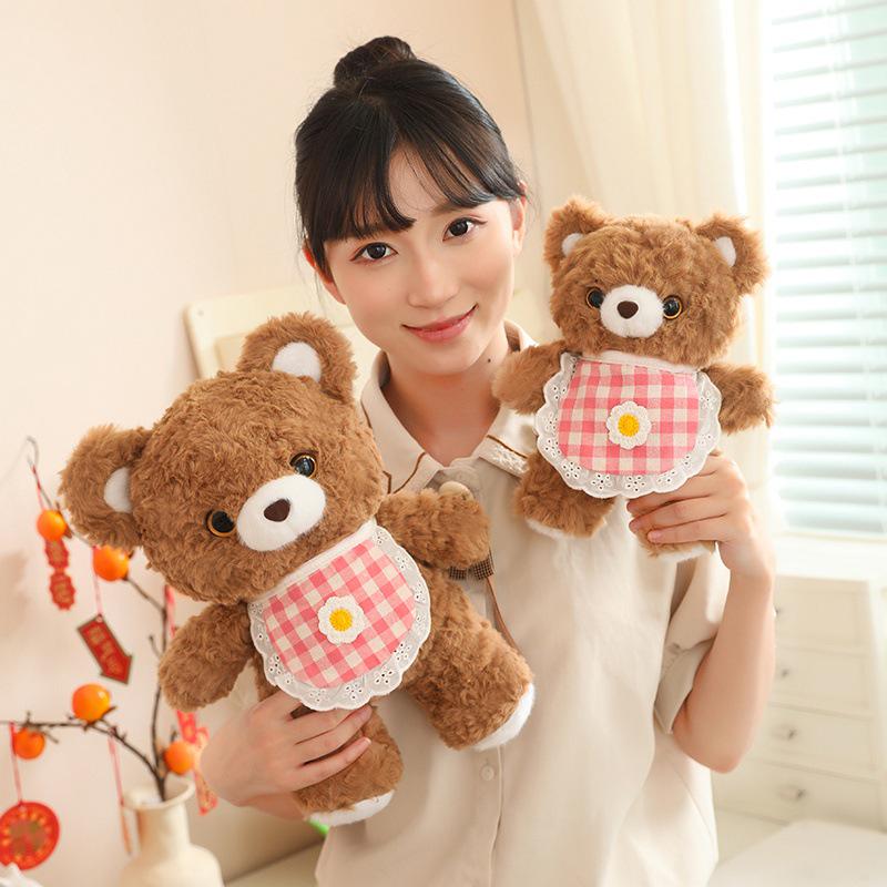 Adorable Zai Zai Bear Plush Toy - Cute Cartoon Teddy with Bib, Perfect Gift!