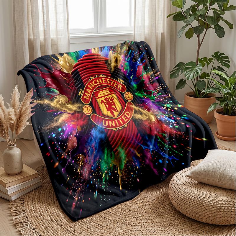 Manchester United Theme Blanket Soft Flannel Blanket Plush Throw Blanket Cozy Sofa Bed Blanket for Home Decor