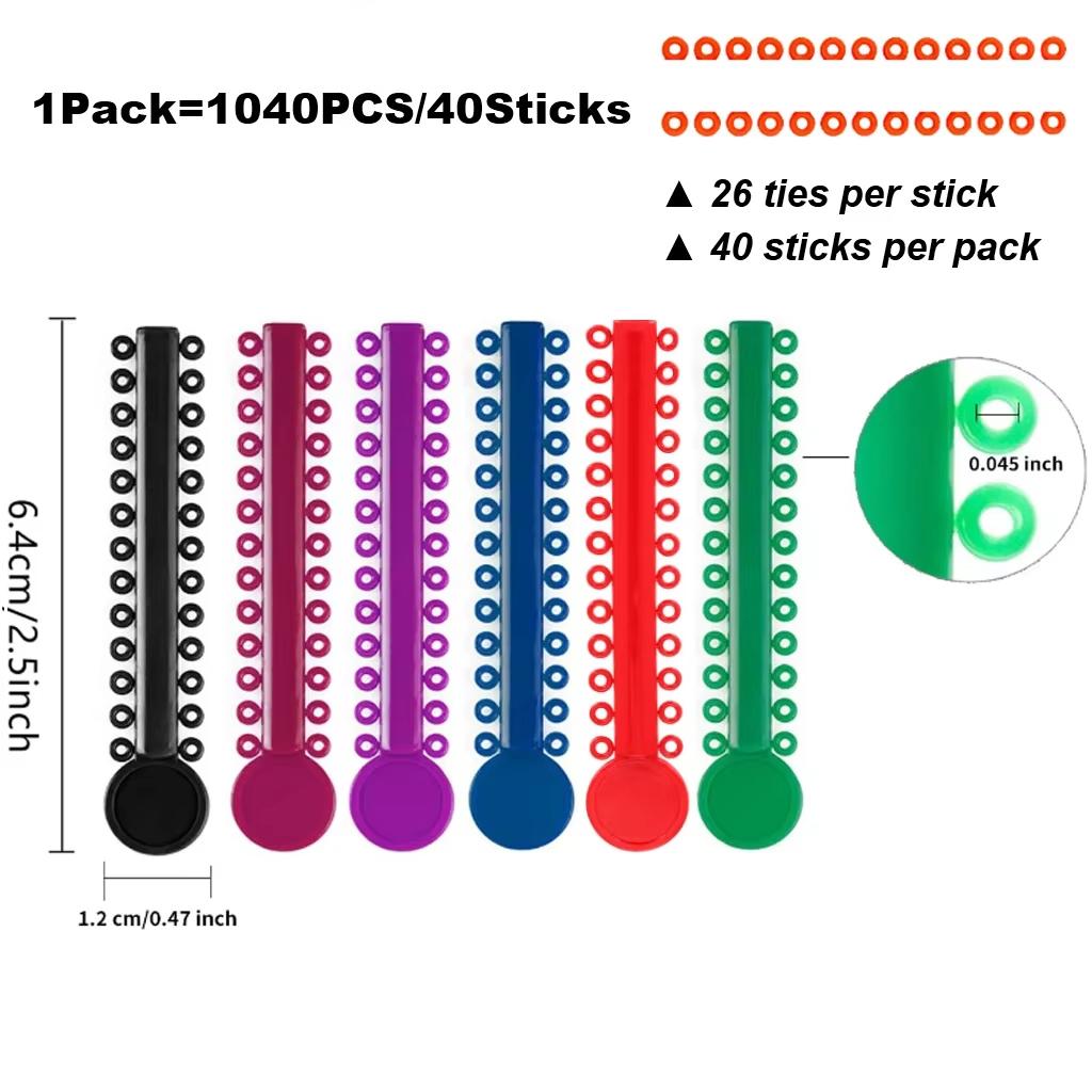 1040 Uds/40 Varillas De Ligadura Elástica De Ortodoncia Dental Bandas Coloridas Anillos Elásticos De Látex Para Soportes Herrami