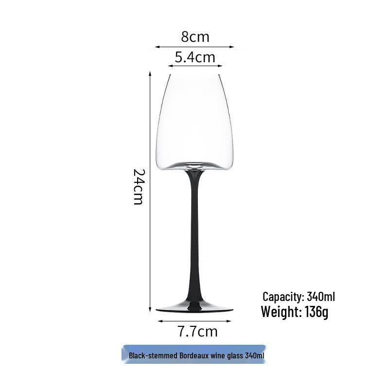 Plastic Black Stem Bordeaux Wine Glass, 340ml