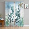 Sea Octopus Retro Cthulhu Sheer Curtains for Living Room Modern Voile Curtain Bedroom Tulle Curtains Window Drapes Decor