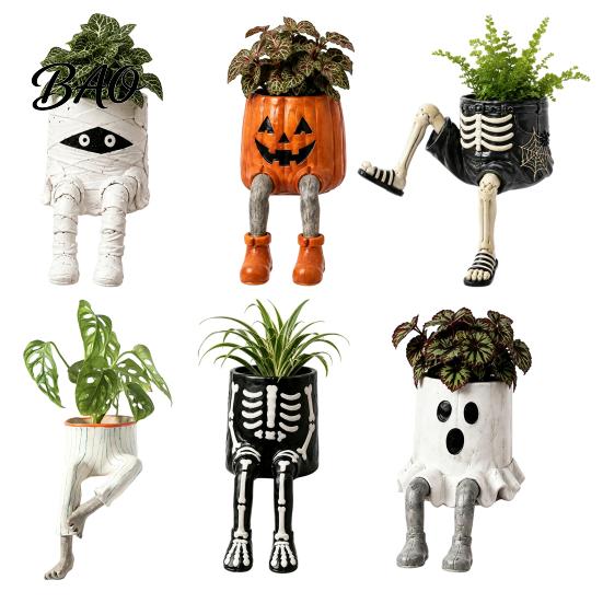 Holdbar Resin Sukkulent Holder 2 Stk. Finurlig Hængende Ben Planteholder, Hængende Siddende Blomsterpotte til Plante Sukkulenter, Sjov Halloween Skrivebord