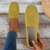 Sommer Ny Stor Firkantet Tå Flat Flat Flat Flyknit Enkeltsko for Kvinner, Fritidssko for Én Fot