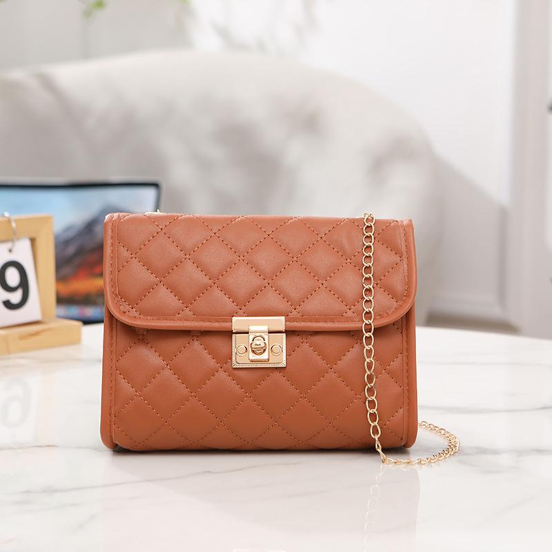 Embroidered rhombus single shoulder crossbody square bag casual simple texture women's bag