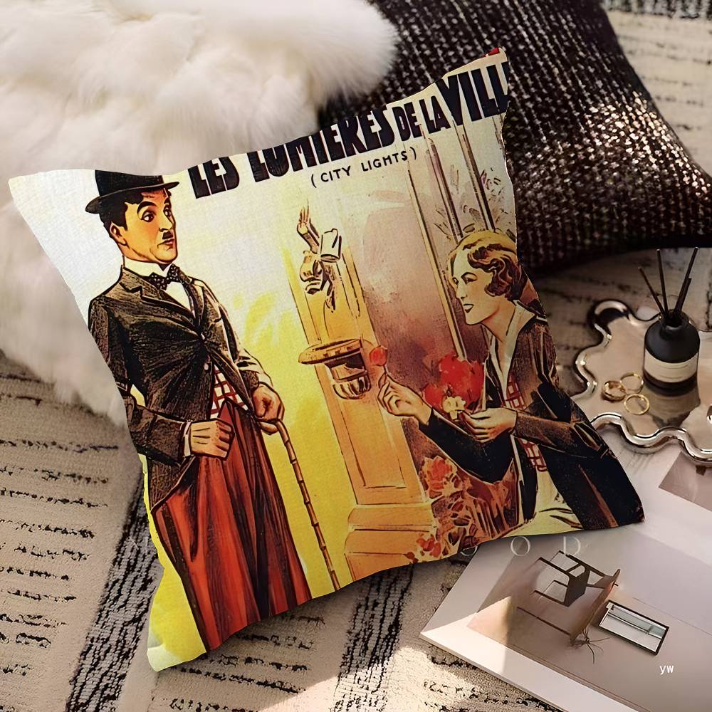 Klassische Stille Stern C-Chaplin Kissenbezug Polyester Sofakissen Dekorative Wurfkissen Heimdekoration Kissenbezug