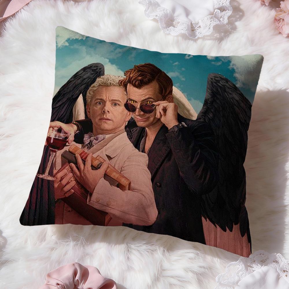 Tv G-Good Omens Cushion Cover Premium Comfort Reversible Pillow Cove -Two in One Design for Any Room & Car Interior