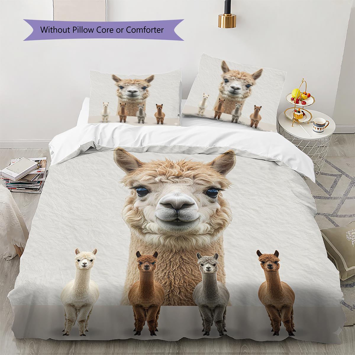 

Horse Alpaca Pattern Bedding Quilt Set Quilt Cover Pillowcase Home Decoration Gift (1 * duvet cover + 2 * pillowcase, without core) 260x240cm