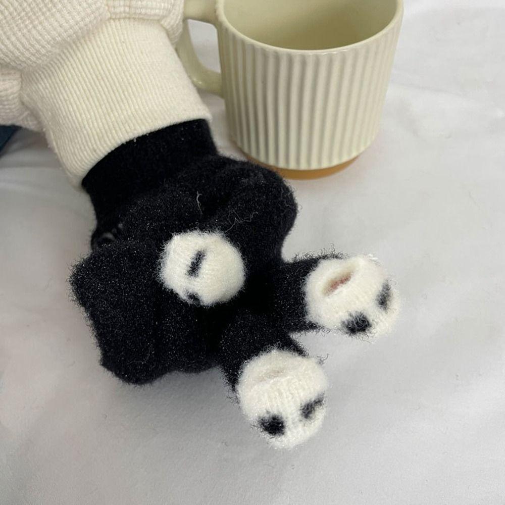 Plush Knitted Gloves Warm Cute Velvet Gloves Kawaii Fluffy Mittens  Winter