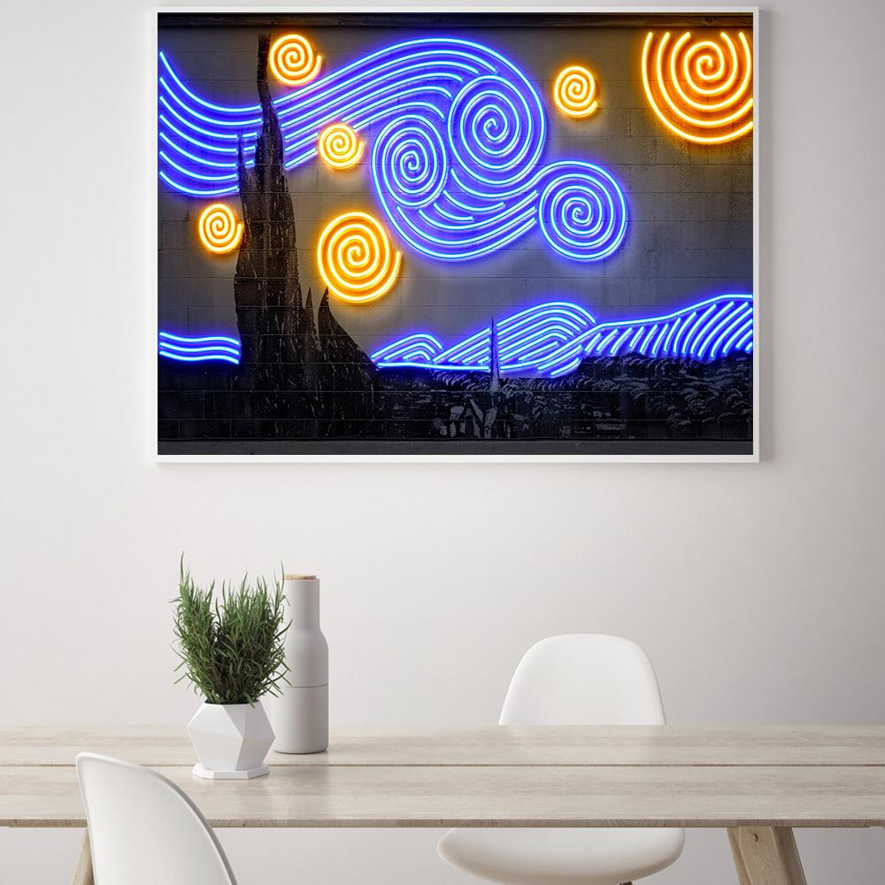 Starry Night Art Printmaking Oil Painting Street Graffiti Posters and Printmaking Living Room
