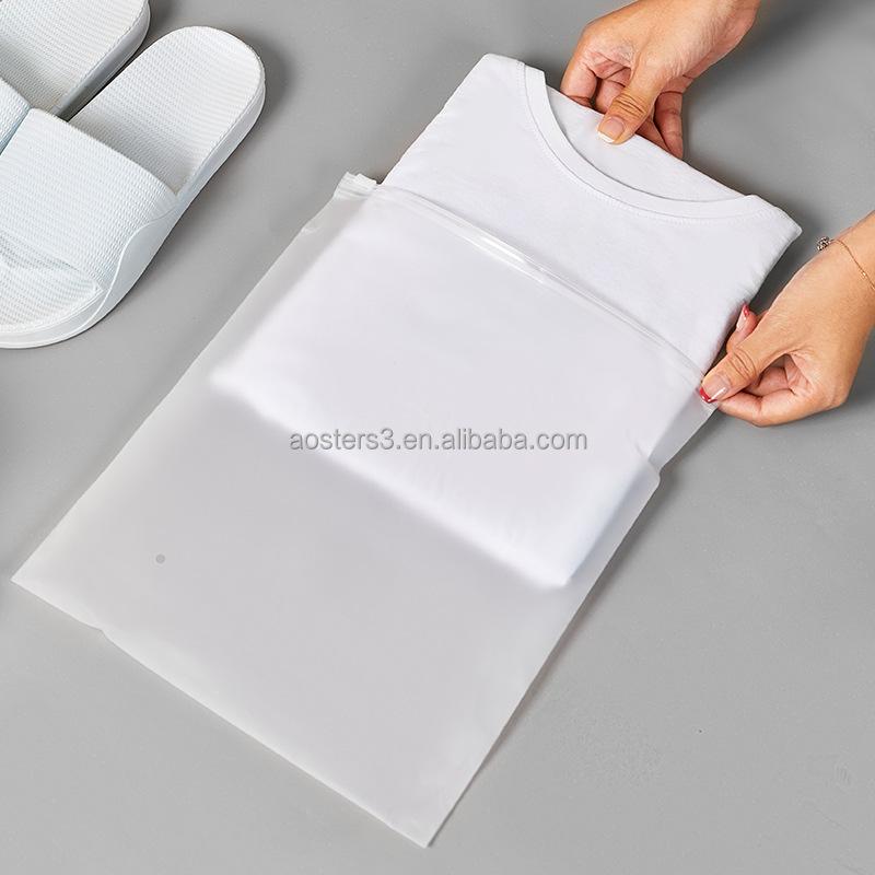HIgh Quality Custom Logo Biodegradable Frosted Zip Seal Zip Lock Plastic Packaging Bags for Clothing