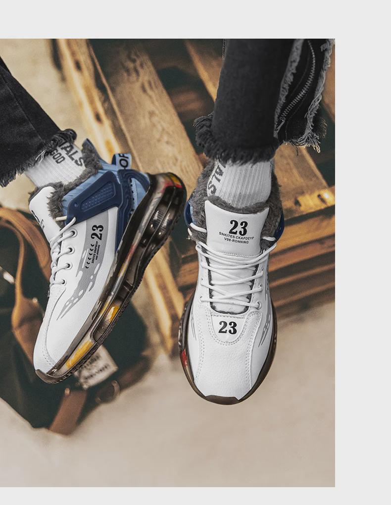 AJ High Top Herren Basketball- und Laufschuhe - Herbst/Winter Leder, Samt gefüttert, Höhenverstärkende Trend-Sneaker