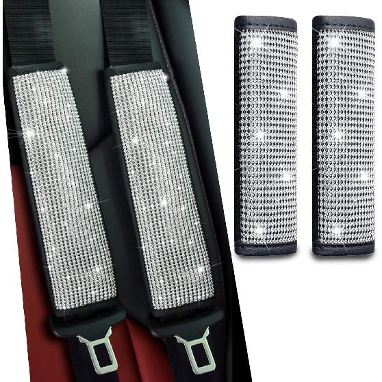 JDDRY 2 Shiny safety belt cover set,Women s Shiny Seatbelt Cover,Car seat belt shoulder pad,General automotive interior accessories suitable for