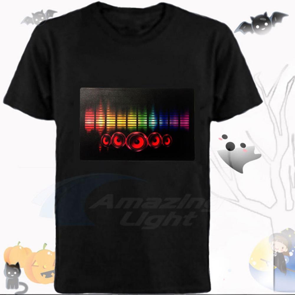 Vendita Calda T-shirt a LED Attivata dal Suono Equalizzatore El T-shirt Equalizzatore Illuminata Verso il Basso T-shirt a LED Lampeggiante T-shirt a LED Attivata dalla Musica
