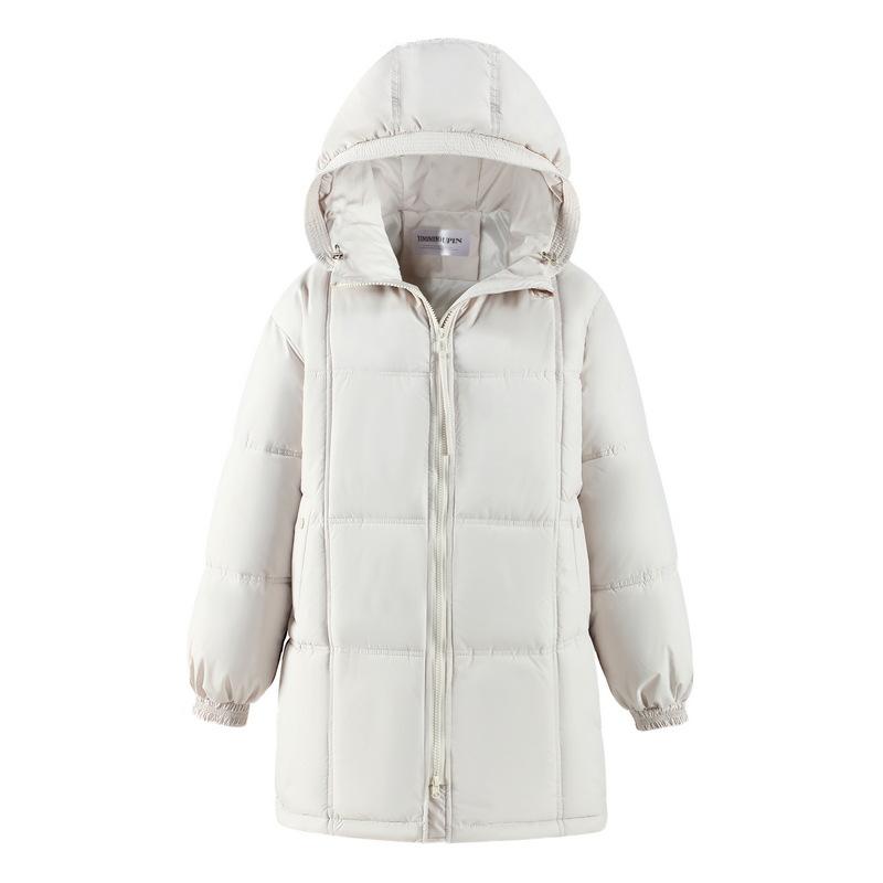 2025 figure-flattering down cotton coat, thick cotton coat, hooded cotton-padded coat for female students, large size, medium and long cotton coat
