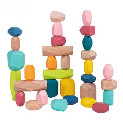 Balancierendes, stapelbares Holzstein-Set, Sortierung, kreatives Kinder-Pädagogisches Nesting, bunte Bausteine, Spielzeug für Kinder