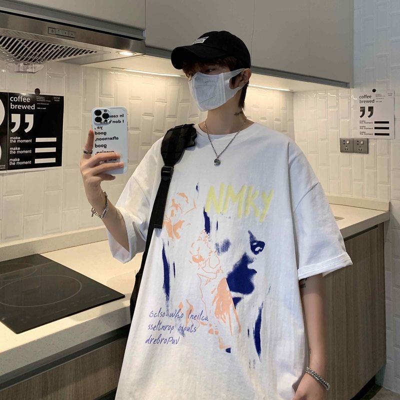 American Retro High Street T-shirt Men's Summer Oversize Trendy Brand Short-sleeved Men's Clothing Design Sense Niche Trend Tops