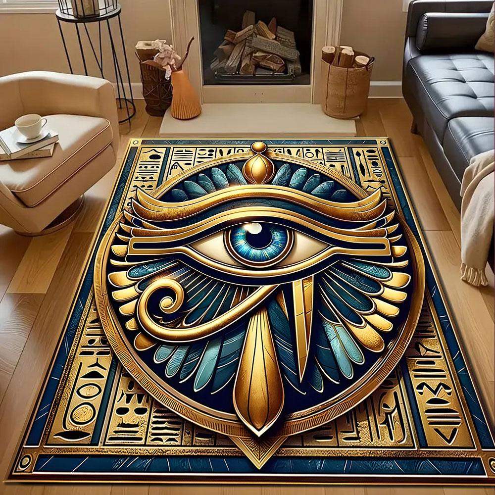 Egyptian Eye of Horus Design Patterned carpet, non slip mat suitable for living room and bedroom sofas