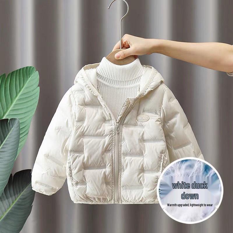 

Детская короткая куртка с капюшоном, легкая, пуховая – Зимнее пальто для малышей, новый стиль, удобный пух белой утки для мальчиков и девочек 90 (Recommended height ~80cm) бежевый