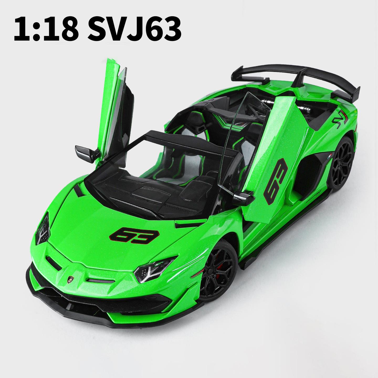 1:18 Aventador Svj63 Legering Speelgoedauto Model Wielen Stuur Geluid En Licht Speelgoed Verzamelaar Verjaardagscadeau