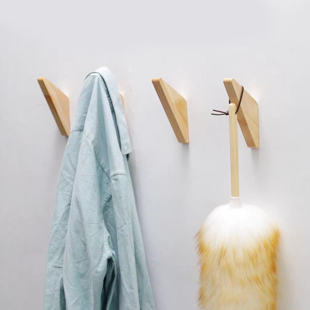 Triangle Wood Clothes Hanger Wall Mounted Coat Hook Decorative Key Holder Hat Scarf Handbag Storage Hanger Bathroom Rack