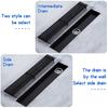 Stripe Floor Drain Black 304 Stainless Steel Solid  Bathroom Shower Long Linear Water Drainage Side Floor Drains Cover 60-100cm