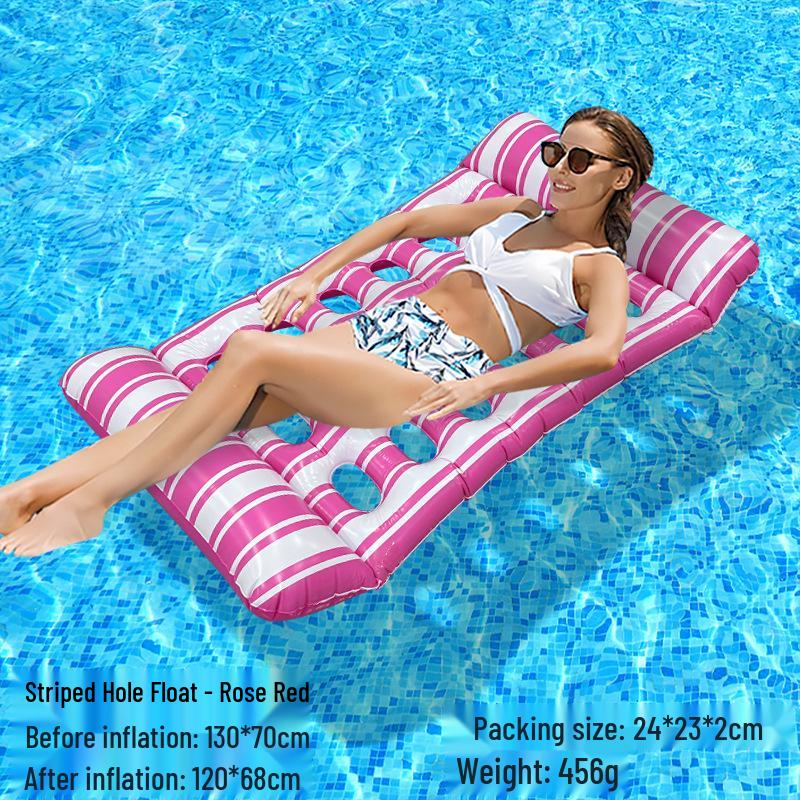 Tumbona Flotante Inflable Plegable Transfronteriza con Respaldo y Malla