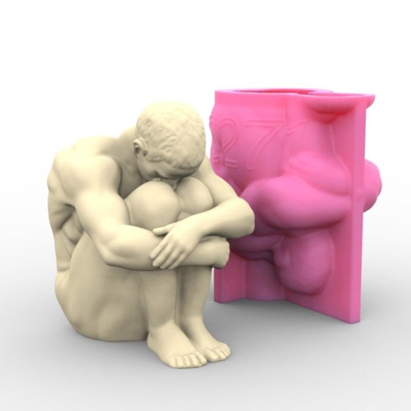 Candles Holder Resin Mold,Gypsum Flower Pot Silicone Molds Yoga-man Epoxy Resin Casting Mold for DIY Jewelry Storage Box