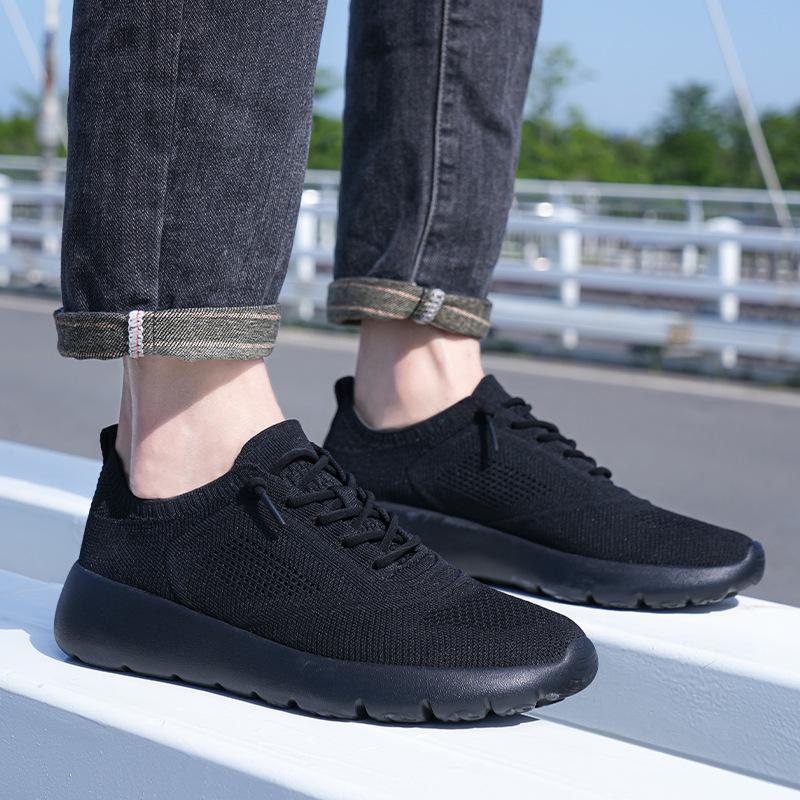 Live Broadcast Popular Flying Woven Shoes Men's Breathable Casual Shoes Sports Running Shoes Couple Mesh Lightweight Large Size Men's Shoes