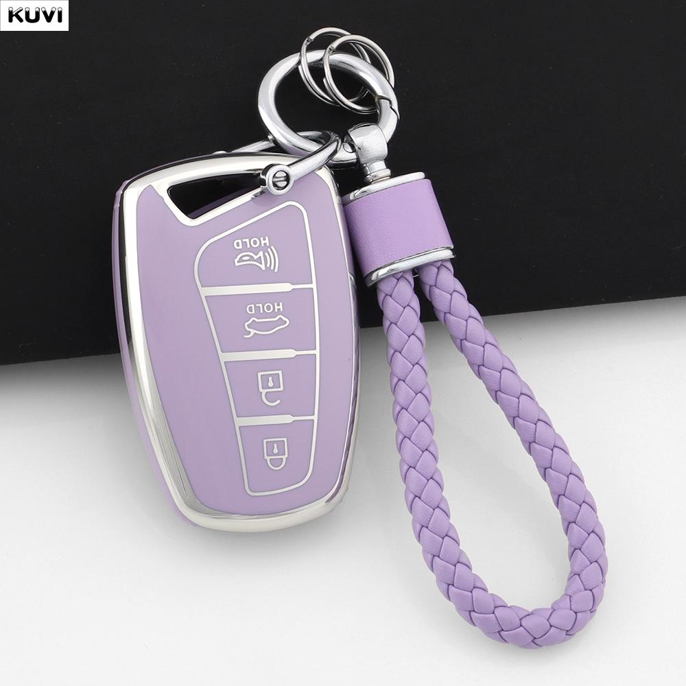 For Hyundai Grandeur Hg Sedan Genesis G80 Santa Fe 3Dm Grand Santafe Ix45 Equus Azera Tpu Remote Key Case Cover Fob Holder