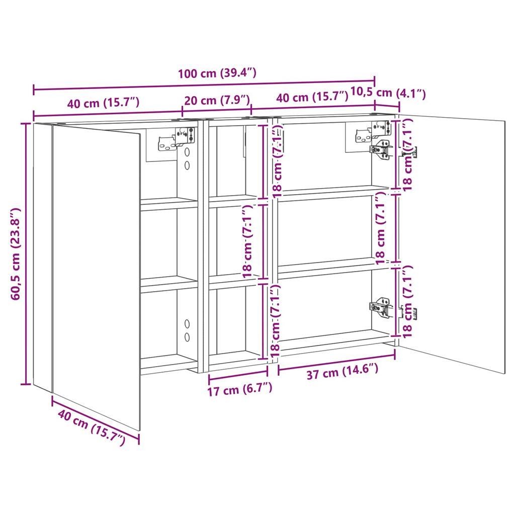 Bathroom Cabinet Set 3 Pcs 100 X 10.5 X 60.5 Cm Particleboard
