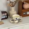 1Set Simple Floral Ceramic Coffee Cup and Saucer, High-End Accessible Luxury Cup and Saucer, Home Commercial Office Afternoon Tea Matchinging Goodies,